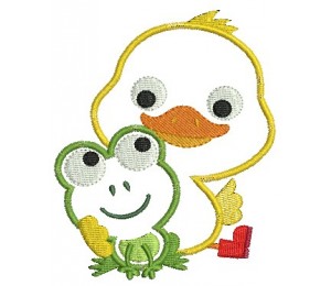 Stickmuster - Ente mit Frosch